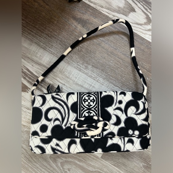 Vera Bradley Night and Day Quilted Handbag Black White‎ Shoulder Strap Flap - Picture 1 of 4